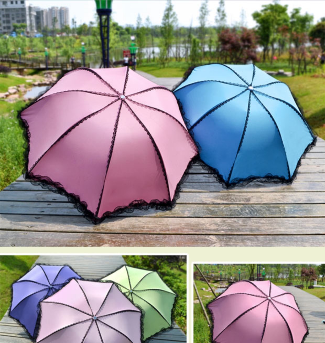 太阳伞蕾丝雨伞女防晒防紫外线学生森系复古简约遮阳折叠晴雨两用