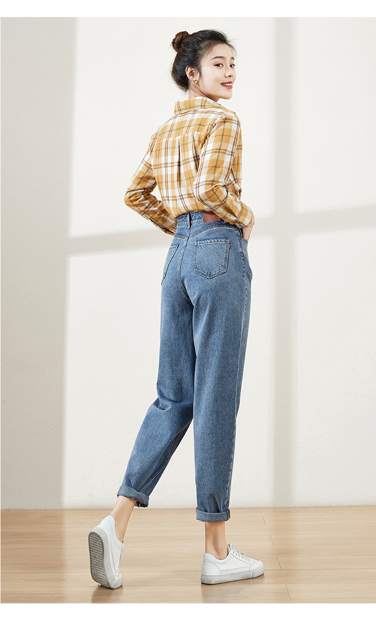 逸阳2020春季新款哈伦牛仔裤女宽松显瘦高腰韩版九分老爹萝卜3561