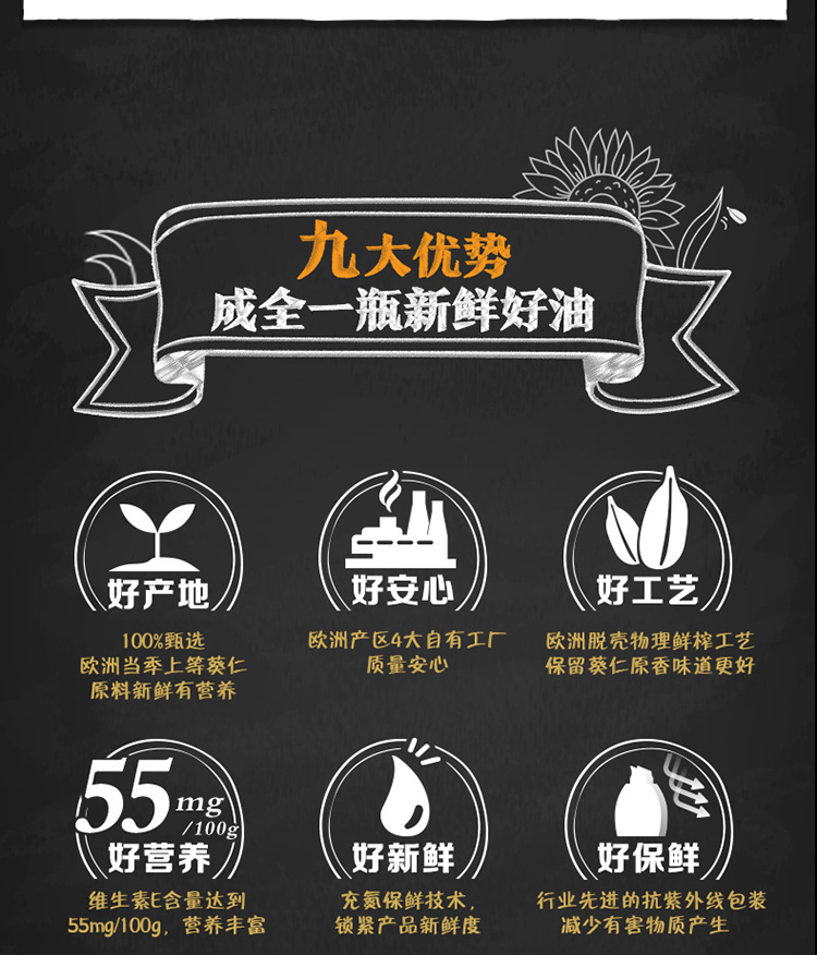 金龙鱼阳光鲜榨原香葵花仁油5L