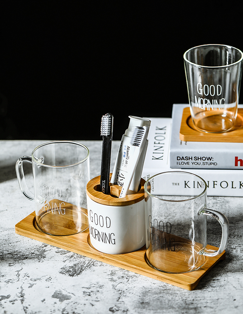 yichengins风玻璃漱口杯北欧情侣刷牙杯子一对洗漱杯牙缸杯套装家用