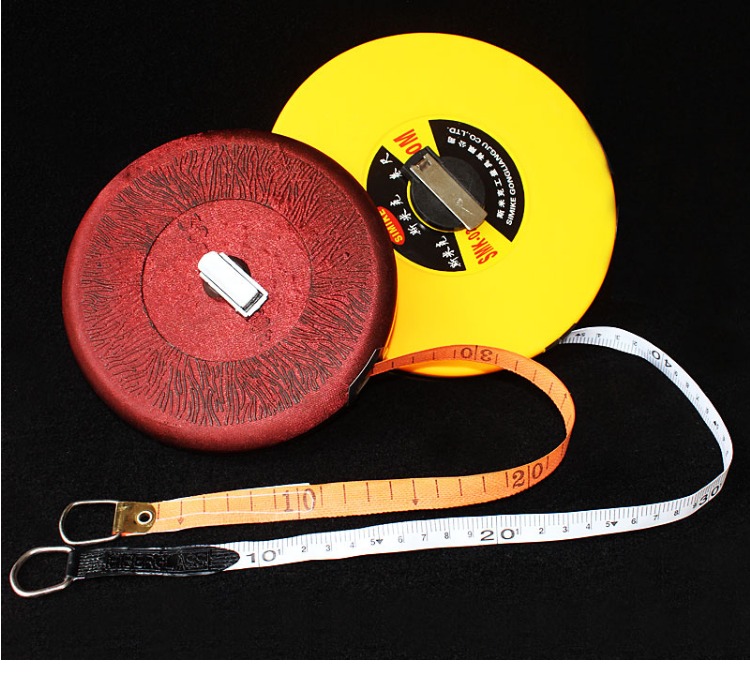 jingping卷尺皮尺50米100米20米30米麻布尺盒尺软尺盒尺皮卷尺盘尺