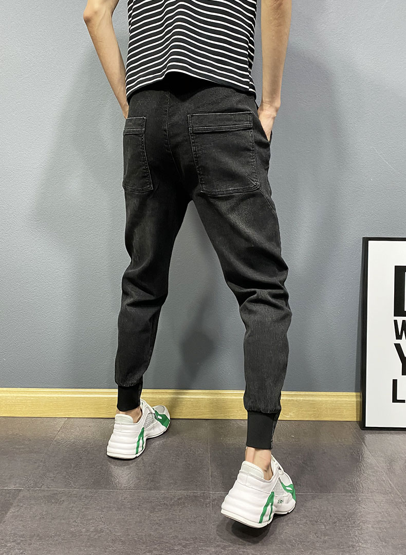 suntek网红牛仔裤男潮牌裤子男春季薄款修身九分裤百搭净版弹力小脚裤