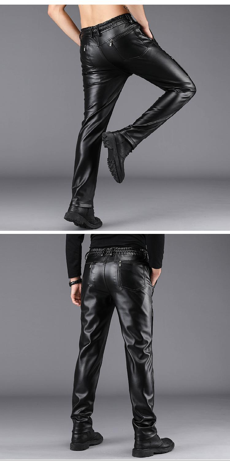 皮裤男修身显瘦韩版加绒加厚皮毛一体摩托车保暖长裤子青年pu皮聿垣格