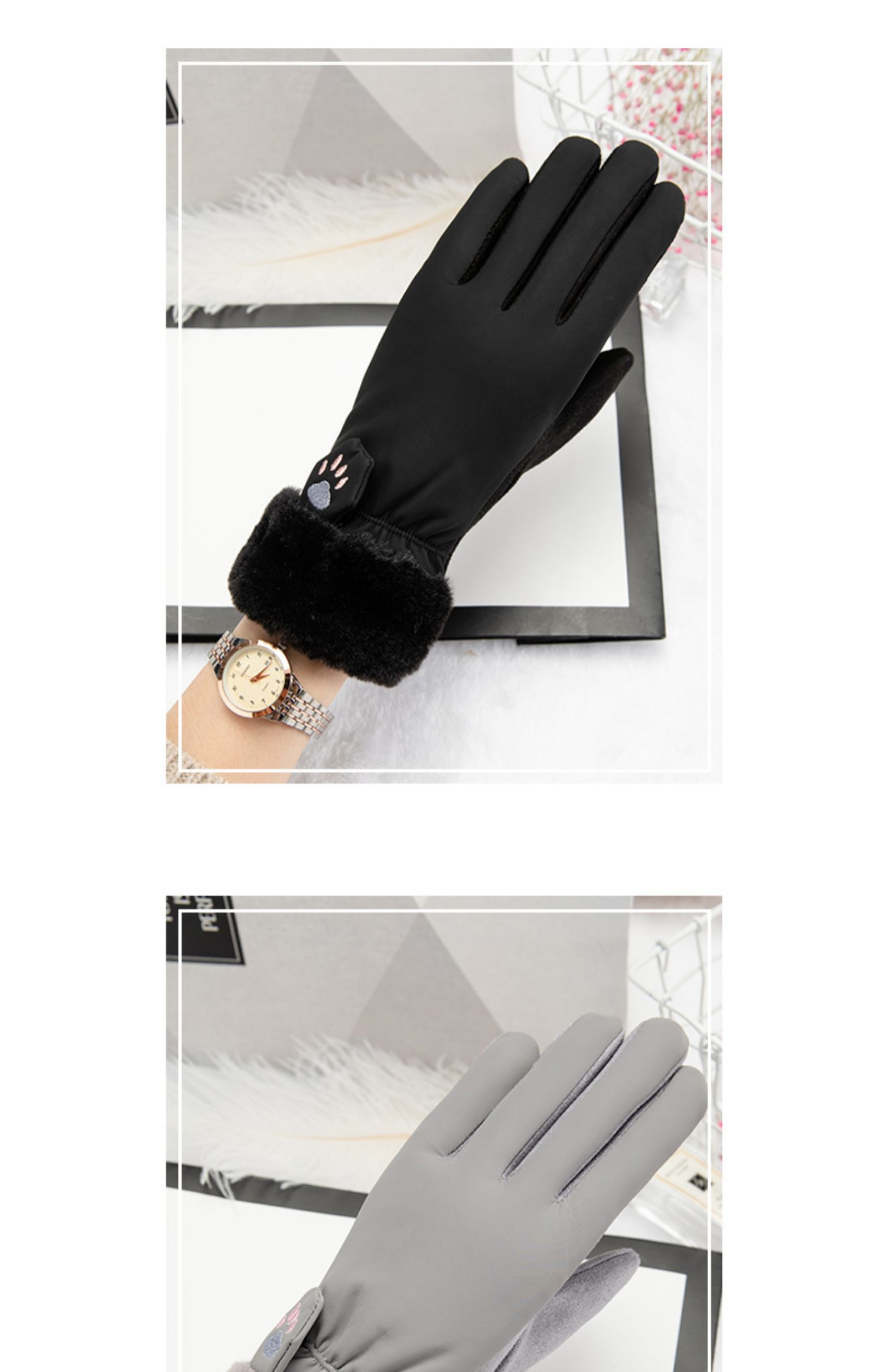 手套女士秋天冬天加绒加厚防寒保暖韩版时尚百搭触屏户外骑行开车