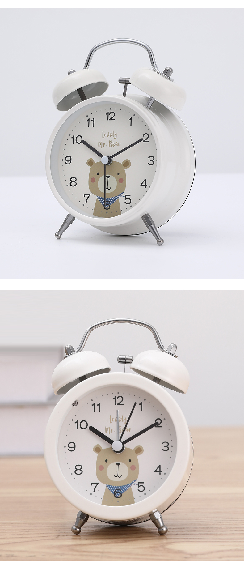 小闹钟床头桌面专用儿童卧室卡通时钟学生用男孩小型迷你起床神器小