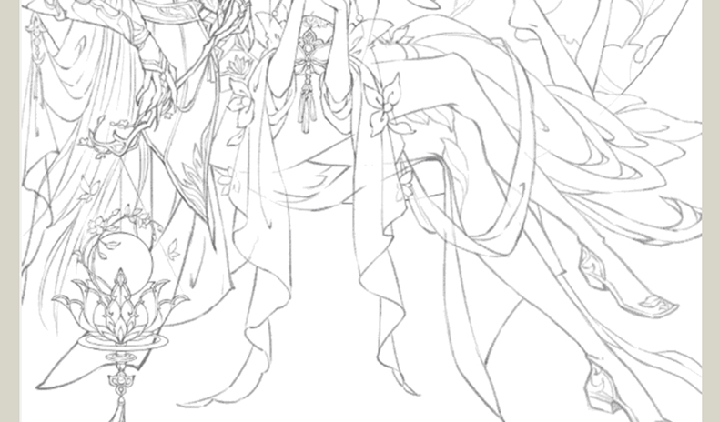 质量保证赠海报2张随机签名版正版间花寻影古戈力画集手绘线稿填色本