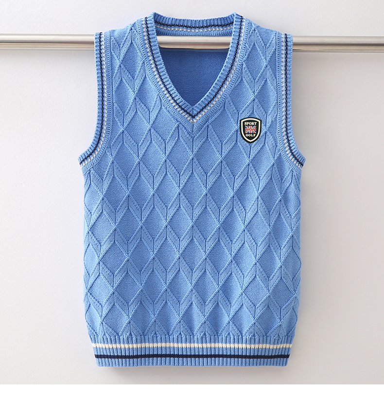 2019男童针织马甲春秋儿童毛衣背心厚款男孩中大童棉线小孩马夹外穿潮