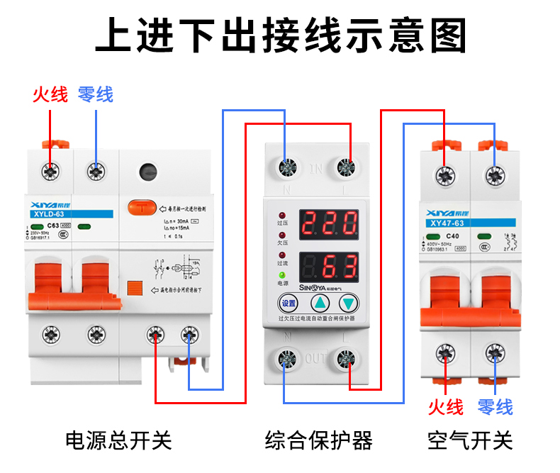 希崖双闪自复式过欠压保护器开关过流过载电压防雷保护器家用220v