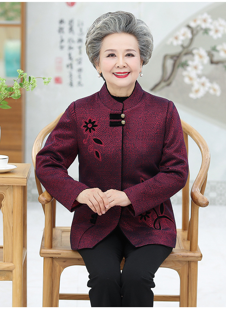 轻奢老年人女奶奶装秋装外套唐装70岁80妈妈春秋太太老人衣服长袖上衣