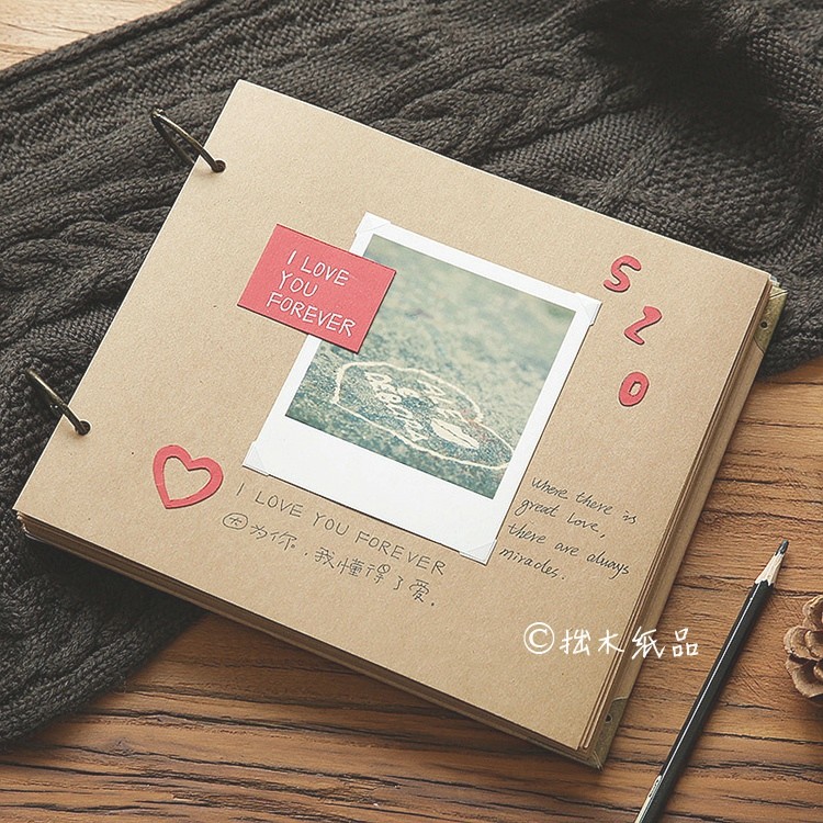 莱杉装饰用品/礼品 牛皮纸活页相册空白diy同学录文艺复古手工情侣