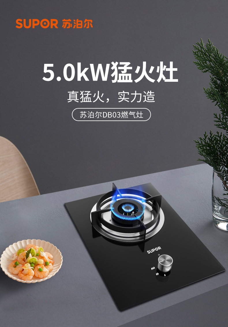 苏泊尔supor单眼燃气灶50大火力台式嵌入式两用单灶煤气灶具家用天然