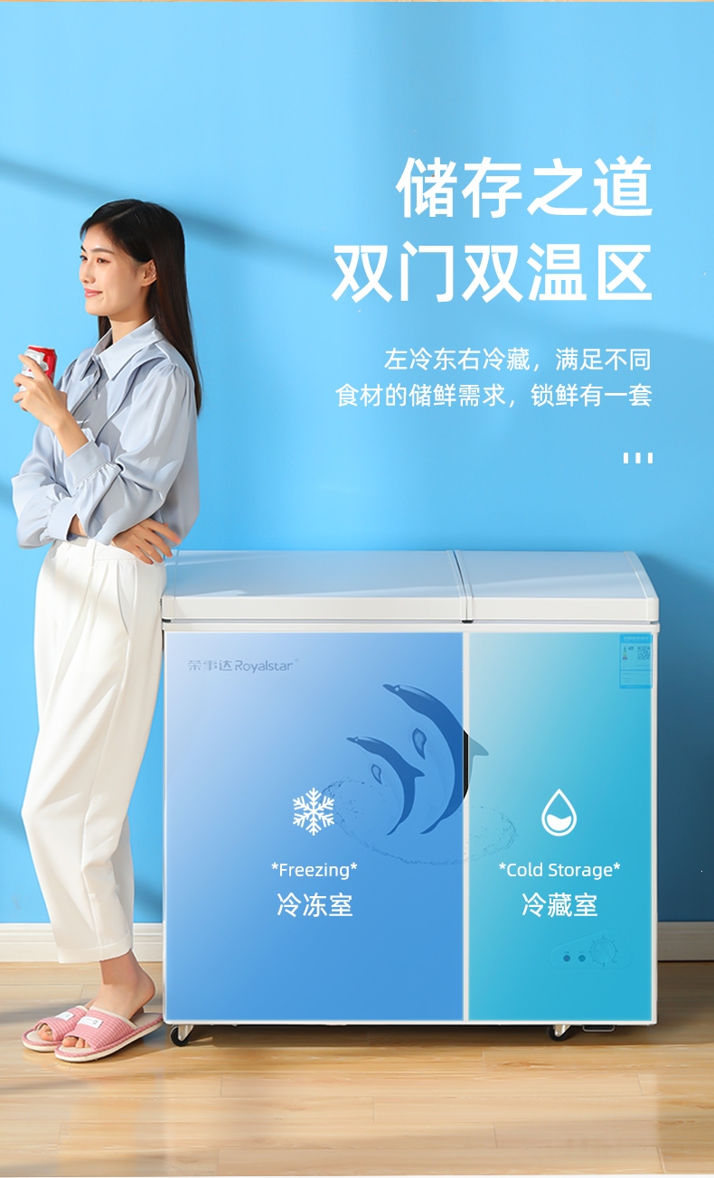 荣事达(royalstar)冷柜冰柜家用 royaistar荣事达158升双温冰柜家用