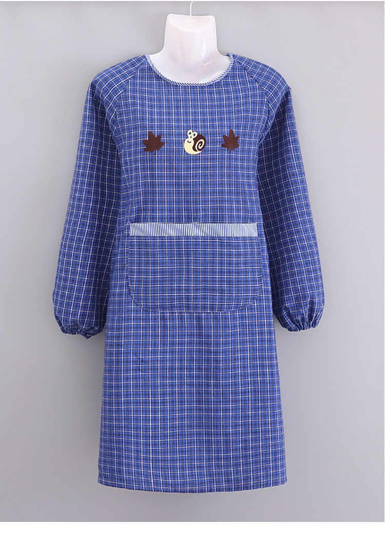 家用长袖罩衣女厨房做饭防油棉布围裙时尚洋气成人上班干活工作服蜗牛