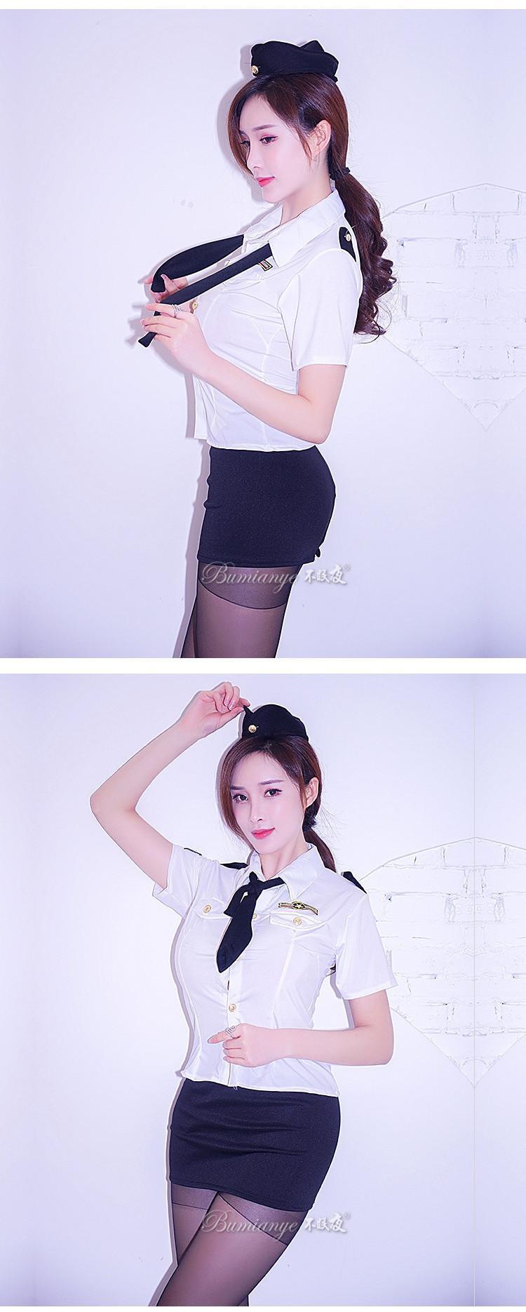 空姐制服极度诱惑情趣内衣女丝袜成人用品免脱性感女警套装骚空姐黑色