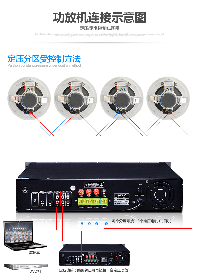 功放机家用重低音蓝牙公放器数字音响库存迷你全新专业音箱吸顶广播