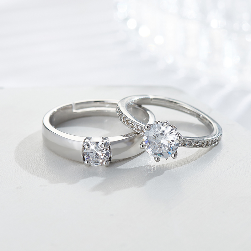 结婚对戒真一对婚礼现场用情侣戒指男女活口可调节求婚假钻戒子一生