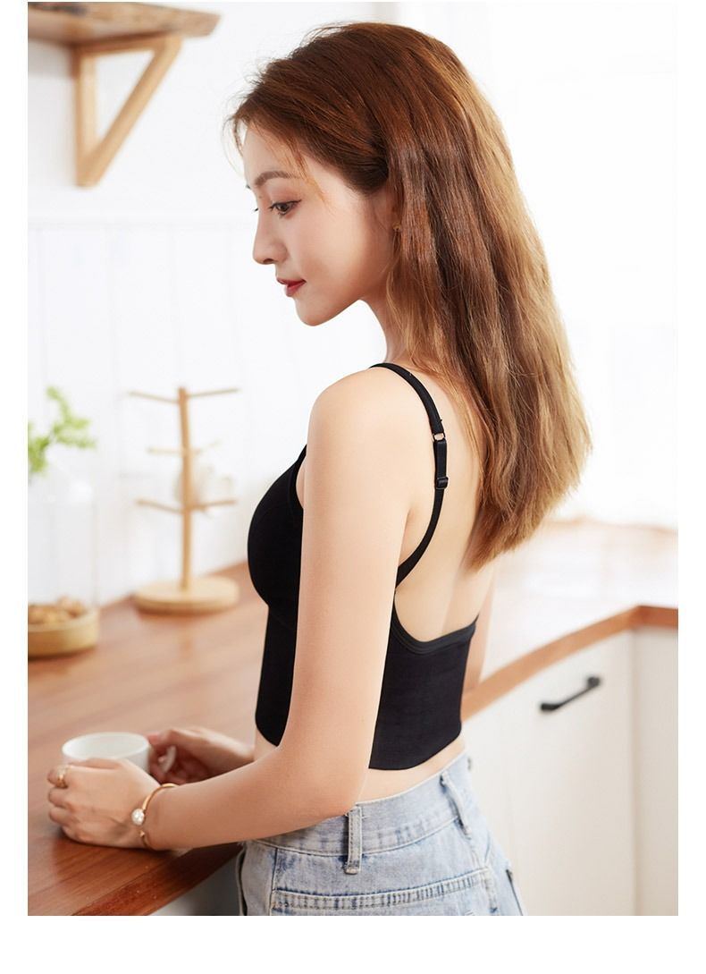 《正版卡卡美背吊带小背心女胸罩内搭无钢圈u背外穿外搭抹胸内衣女