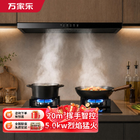 万家乐 烟灶厨电套餐装20m³吸力油烟机欧式顶吸挥手智控智旋暴风洗台嵌两用液化气灶具AT051+C2R1(Y)