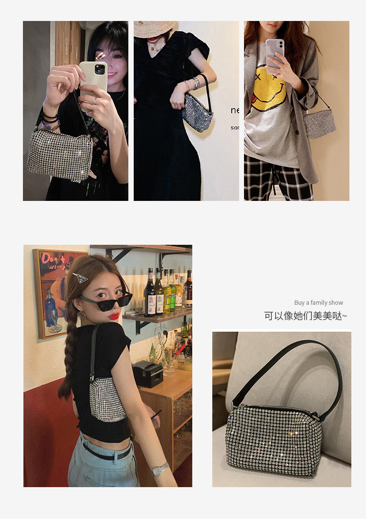 马克华菲夏季热卖水钻包女包闪钻时尚蹦迪手拎包单肩包镶钻斜挎包