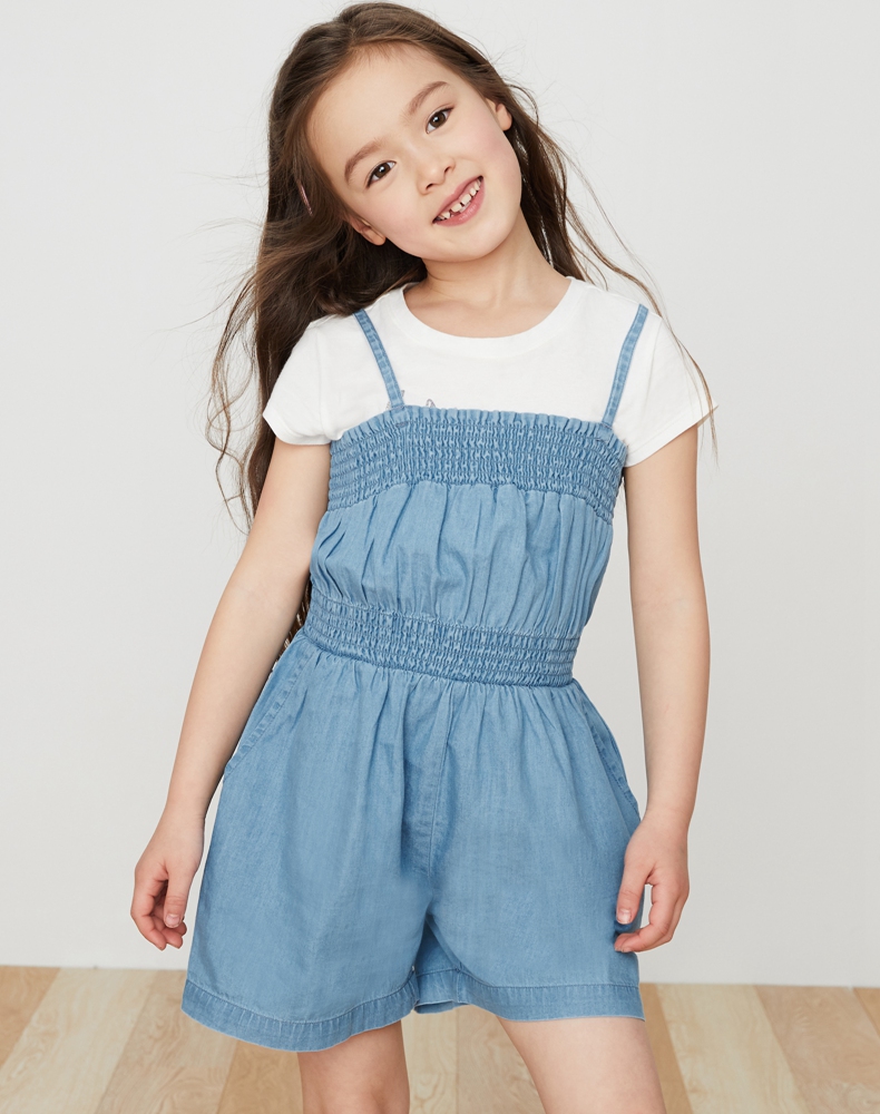 gap女童休闲吊带薄款连体裤夏季436405e儿童裤子洋气童装