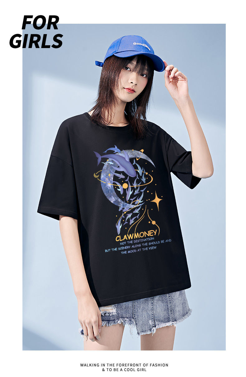 claw money女士t恤 claw money 短袖t恤女夏季新款潮流嘻哈中性风宽松