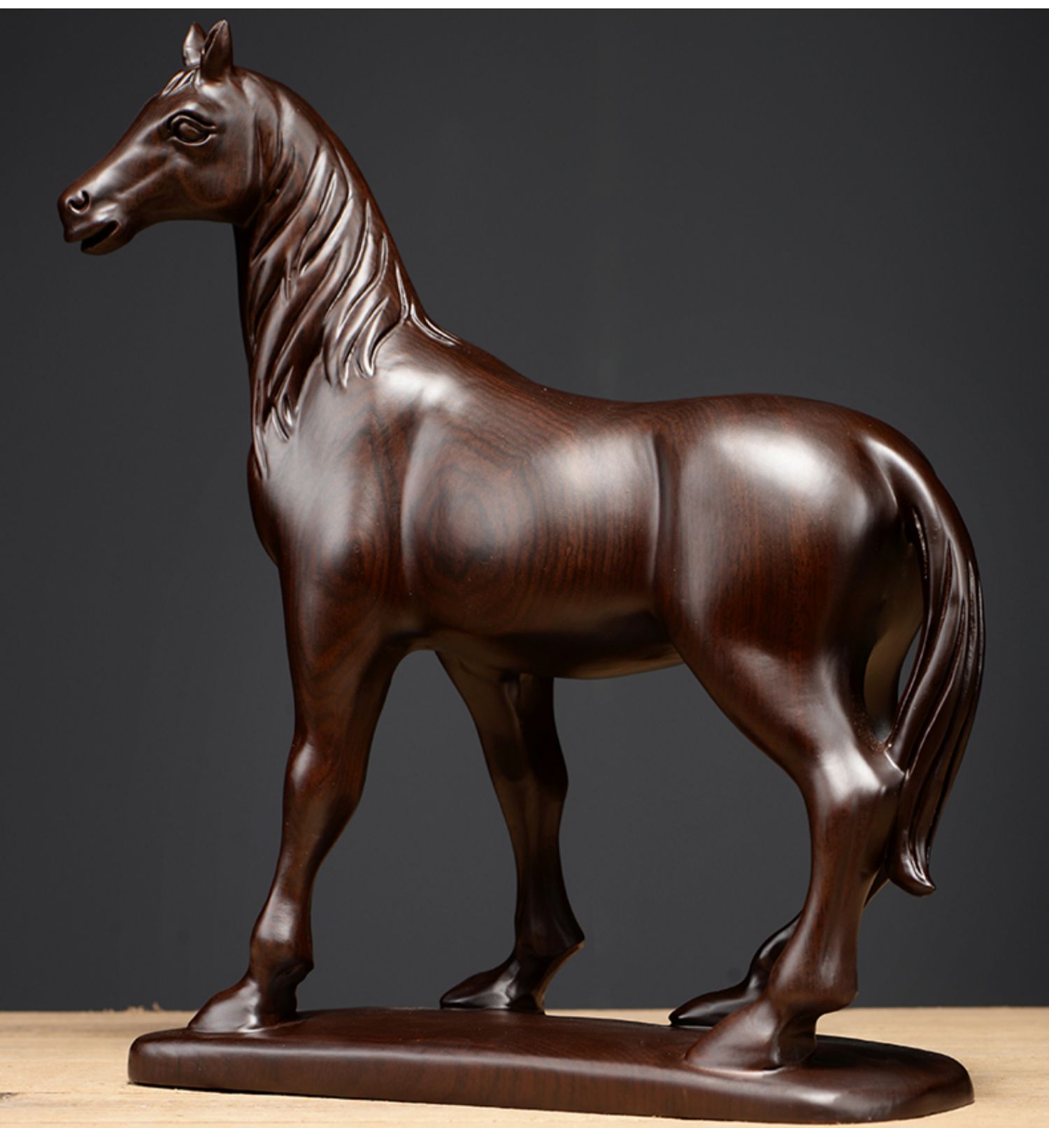 三维工匠黑檀木雕马摆件马到成功家居装饰品客厅办公室开业礼品仿古