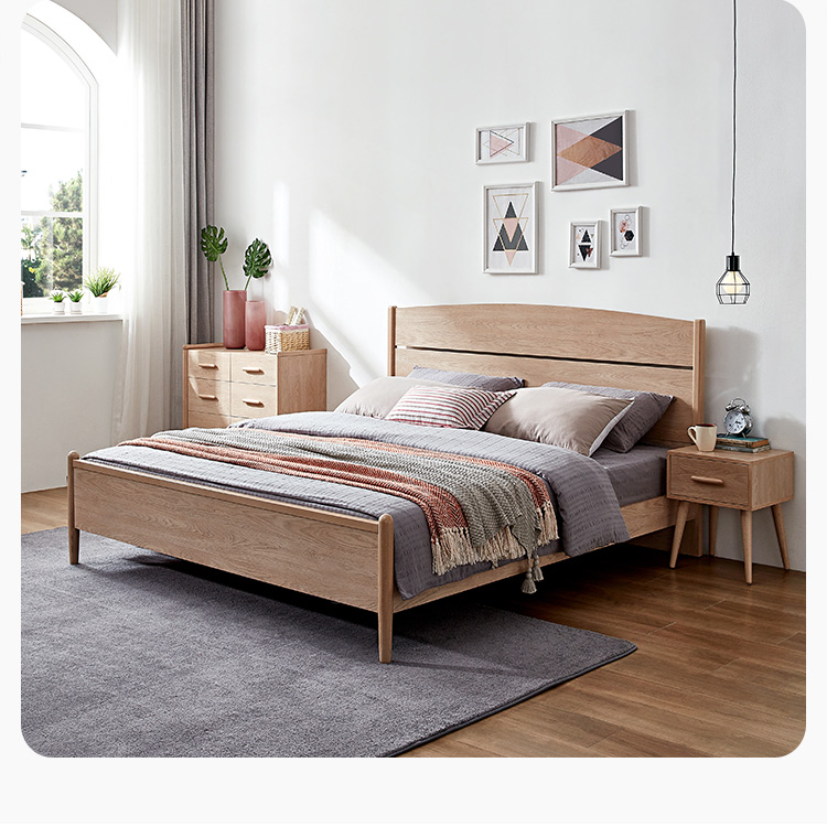 【抢】全友家居现代北欧床实木床脚大床卧室双人床家具加高床屏框架床