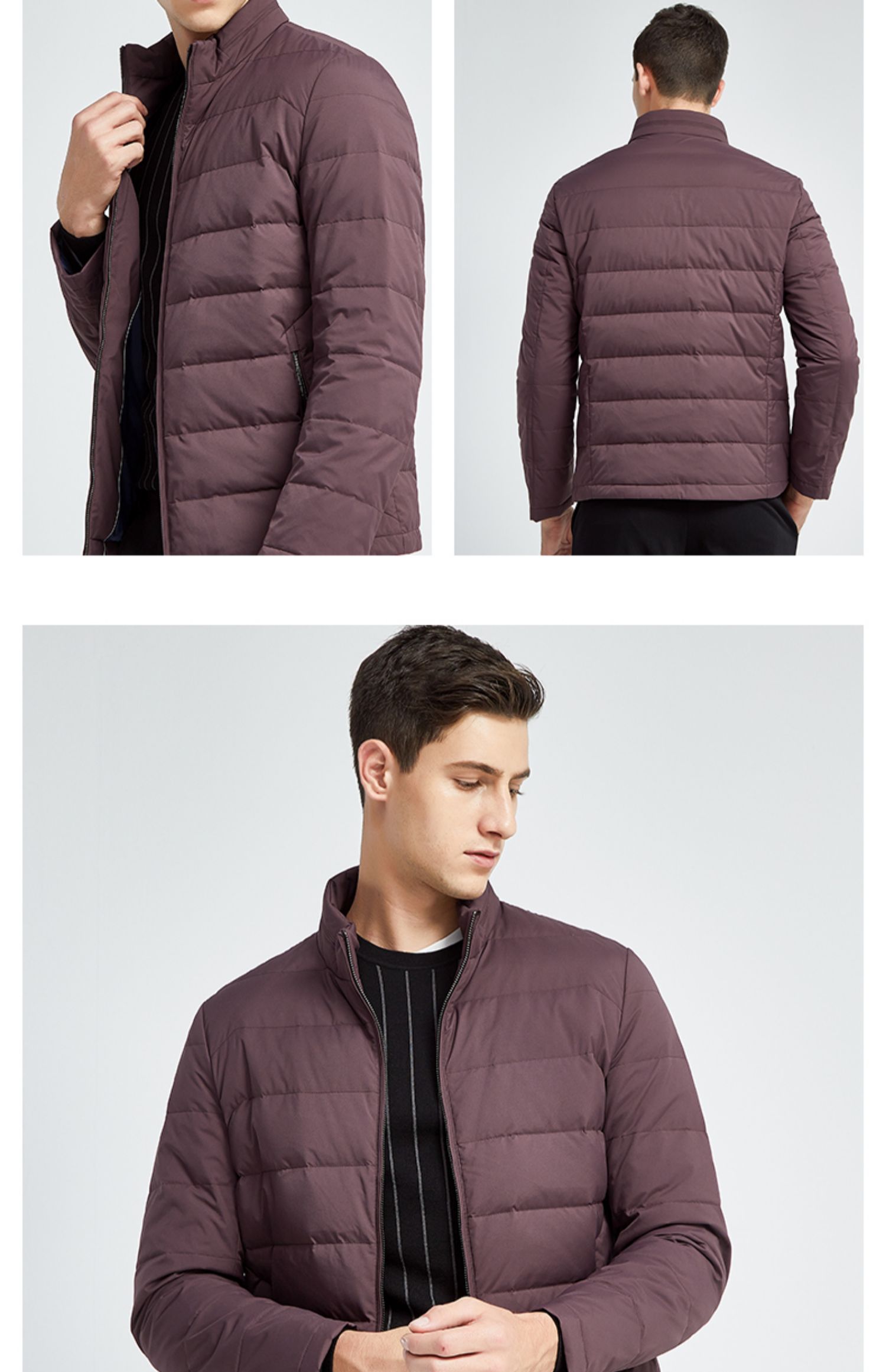 报喜鸟男装商务休闲短款羽绒服冬季男士修身白鸭绒厚羽绒外套