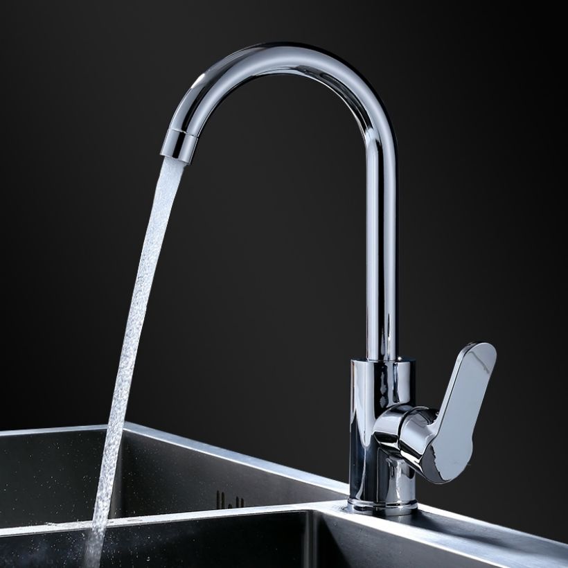 自营 全铜体厨房款弯头单冷水龙头