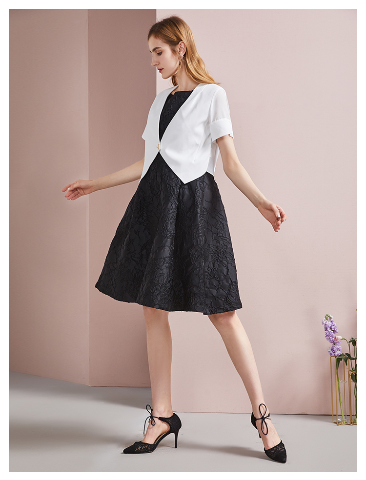 艾莱依2018夏装女外套短款一粒扣披肩雪纺衫