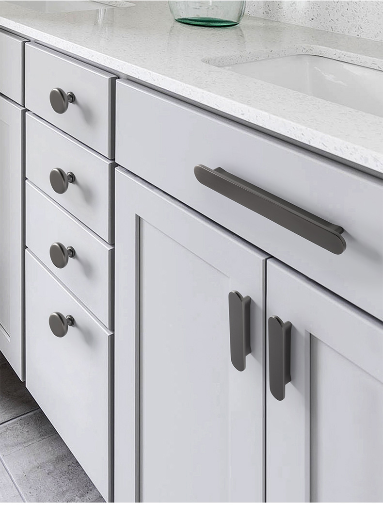 贝格莱衣柜拉手简约橱柜把手黄铜色柜门单孔灰色抽屉t型柜子拉手》无