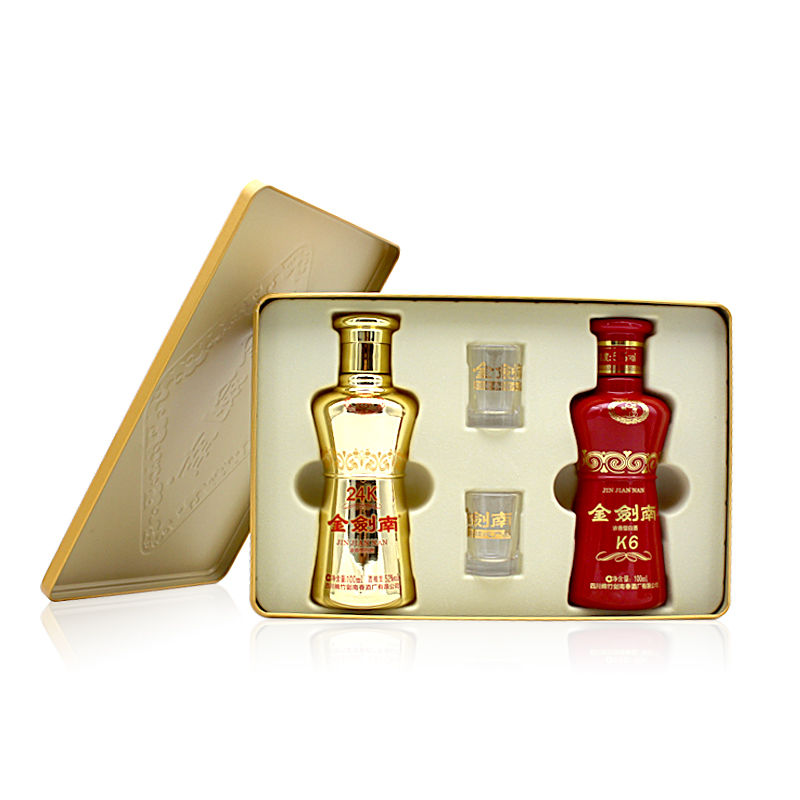 剑南春金剑南k6小酒金剑南24k小酒礼盒酒100ml2瓶装52度浓香型白酒