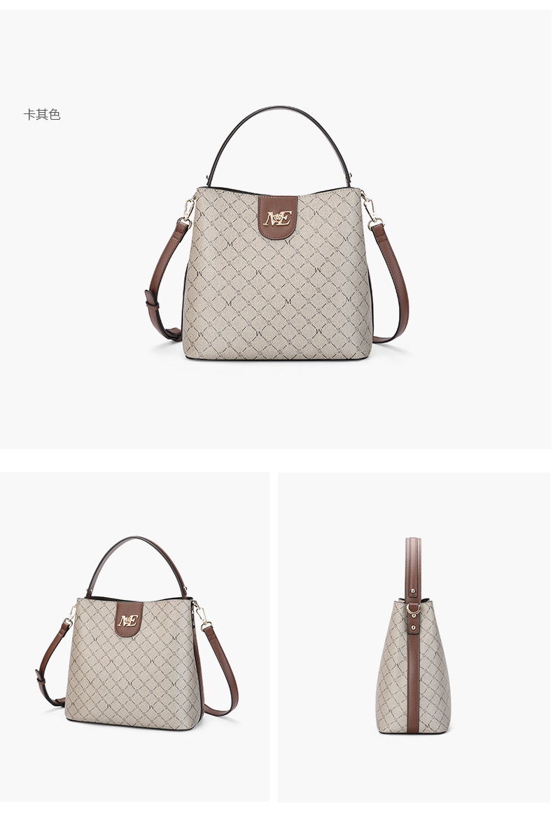 稻草人mexican女士包包单肩手提斜挎女包时尚经典印花百搭水桶包