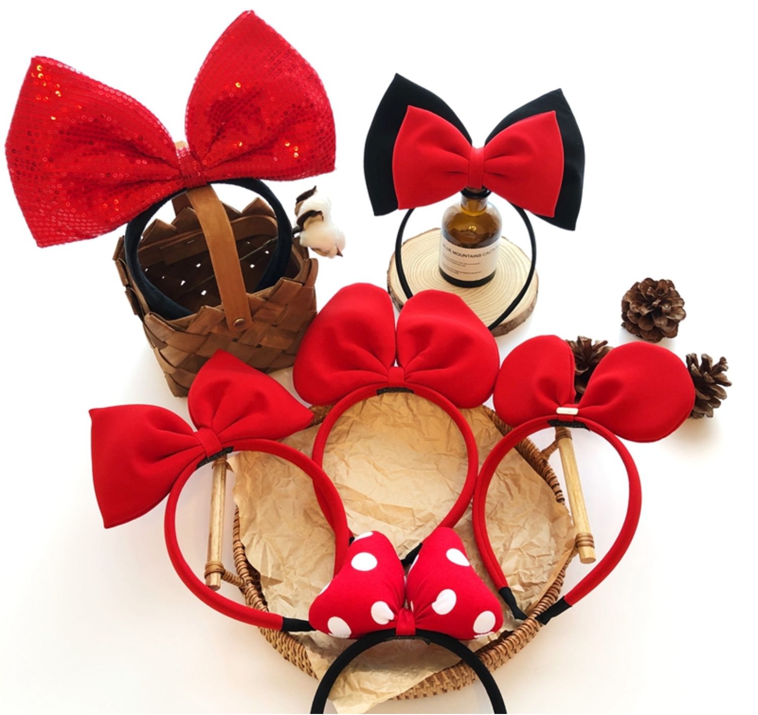 吴宣仪同款红色蝴蝶结发箍牛年年会新年头饰可爱发卡洗脸立体头箍双层