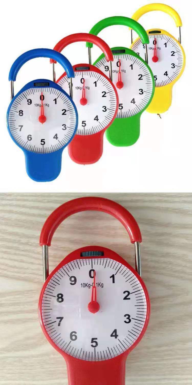 家用弹簧秤便捷试多功能10kg手提买菜精准秤小商贩秤带卷尺计算器黄色