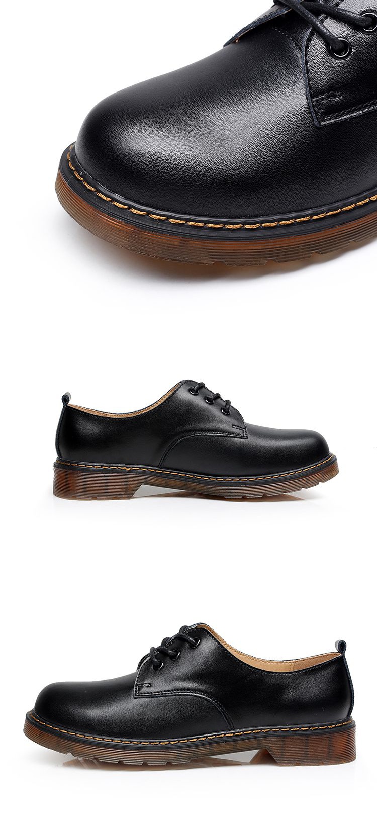 尗卡港风马丁鞋男真皮韩版圆头低帮大头皮鞋男潮流靴子英伦风【价格