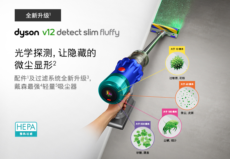 戴森(DYSON)吸尘器V12 Detect Slim Fluffy 戴森(Dyson)无绳吸尘器V12