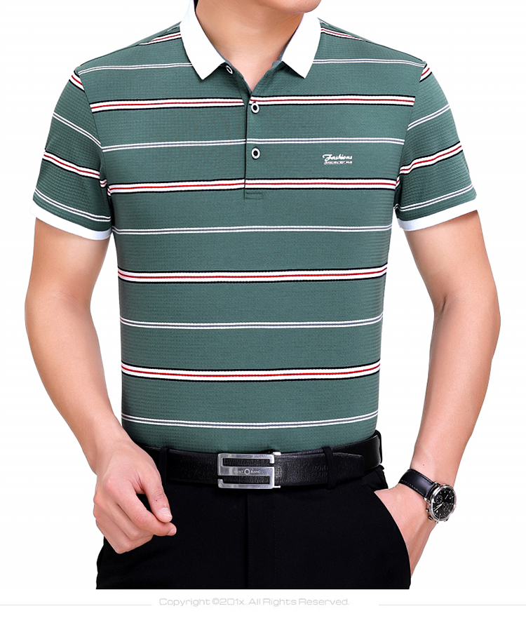 老爷车桑蚕丝短袖t恤衫男款中年爸爸夏装冰丝滑料桑蚕丝半袖衣服