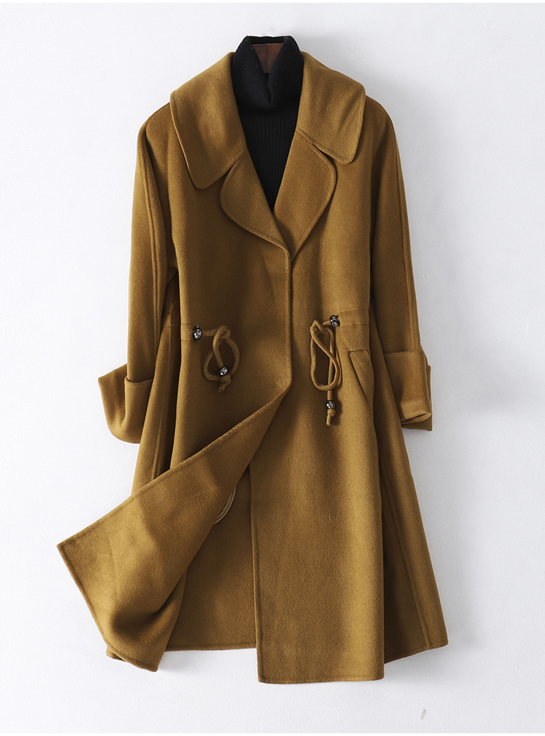 2019秋冬新款双面毛呢大衣女士时尚流行羊毛呢子外套