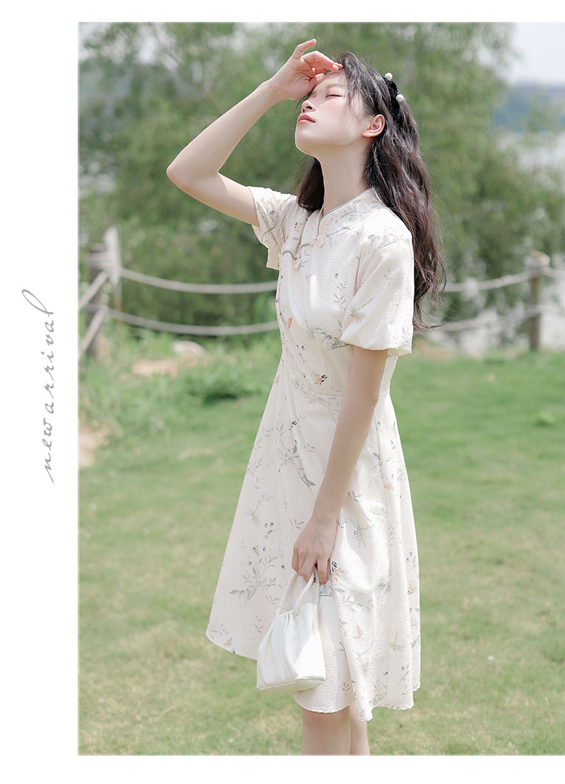 筱姿连衣裙 筱姿2022年夏季新款改良旗袍小众百搭连衣裙休闲宽松显瘦