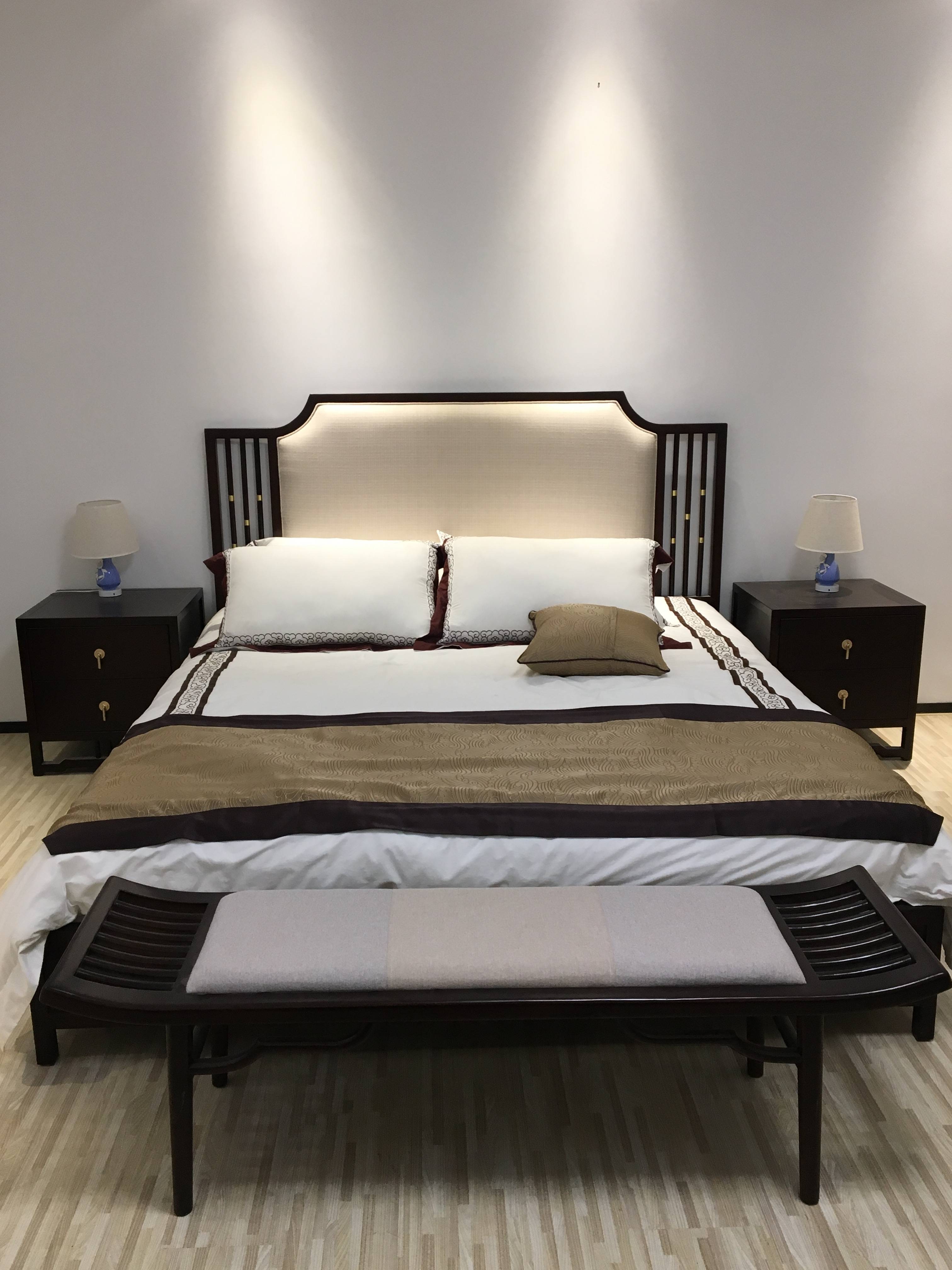 晓梦雅(xiaomengya)酒店成套家具1525 新中式酒店别墅实木床禅意1.