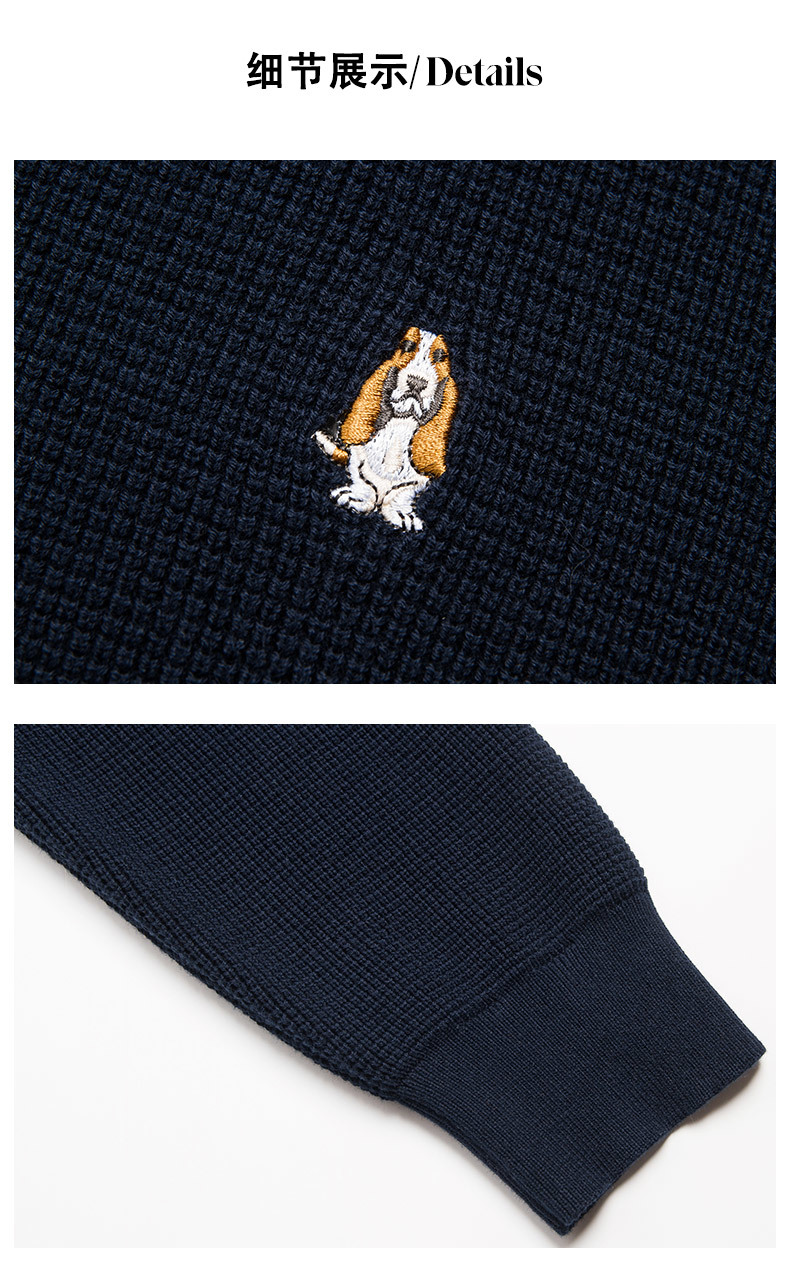 hush puppies暇步士男装2021新秋季百搭樽领拉链针织衫|pw-21585d