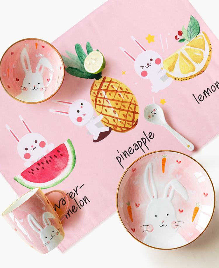 小学生餐垫双层可爱卡通儿童餐桌垫午餐隔热一年级防水防油餐布花边款