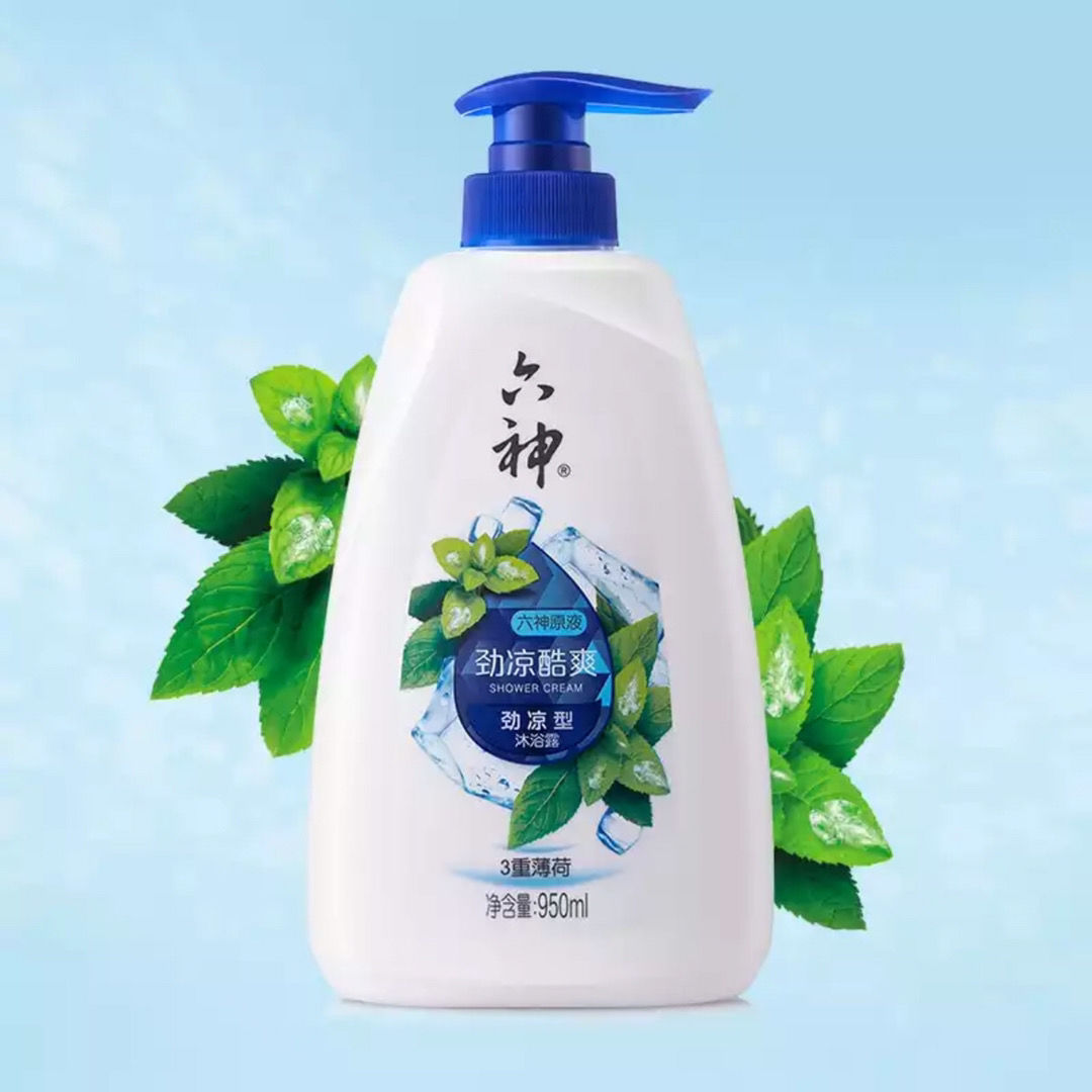 六神沐浴露家庭装全身持久留香冰凉超爽冰片清凉爽肤沐浴露15升绿茶