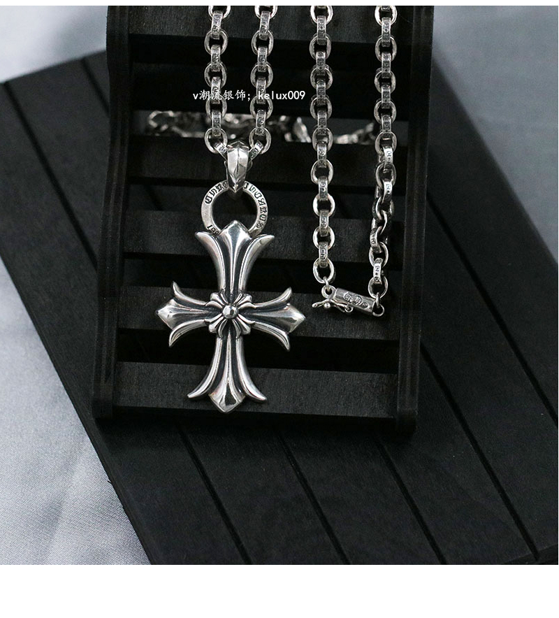 克罗心925纯银复古潮童军花吊坠女字母项链男 jimi