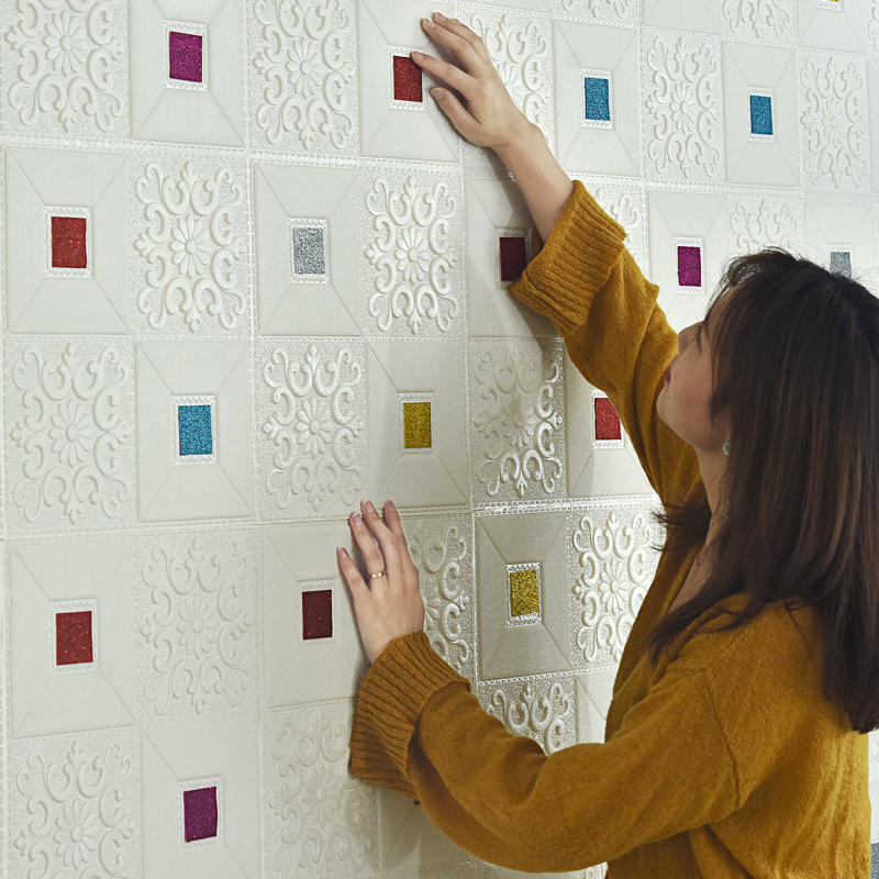 3d立体墙贴自粘墙纸天花泡沫板吊顶墙面翻新创意个性装饰隔音壁纸