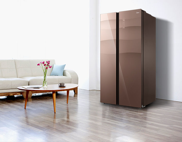 美的mideabcd550wkgpzm冰箱550升对开门风冷家用电冰箱格调咖