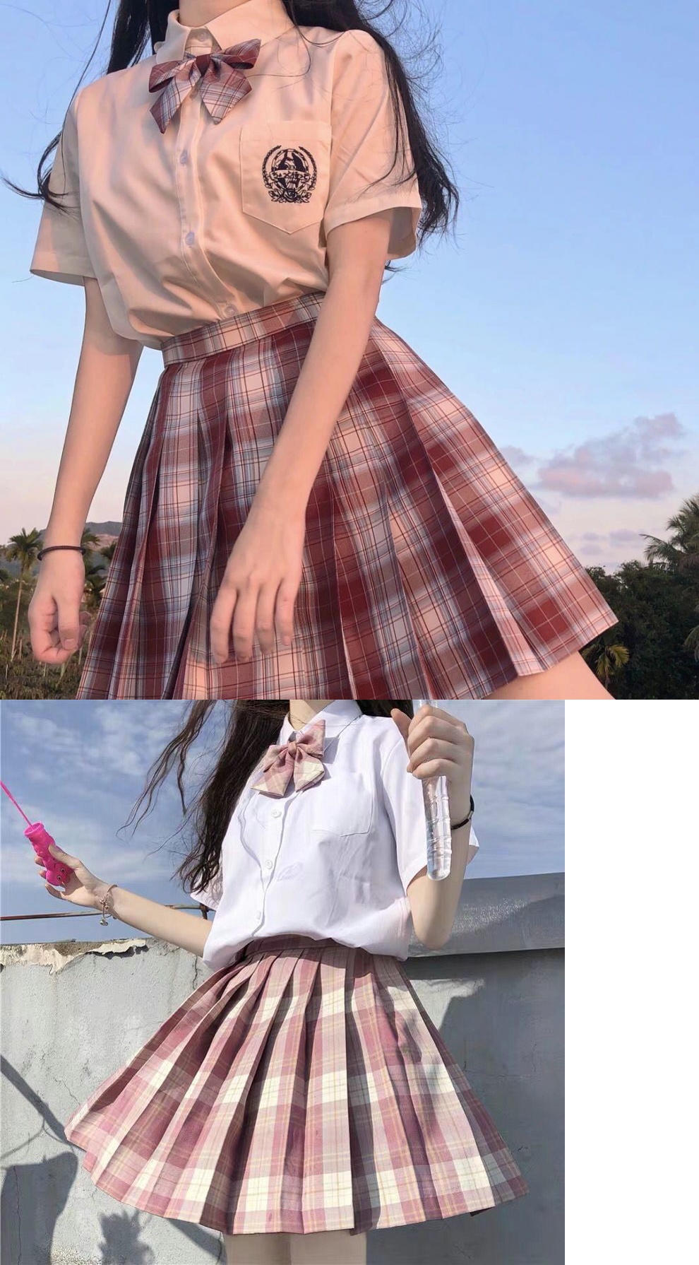 日系合集jk格裙中牌学生jk制服套装温柔一刀水手服百褶裙