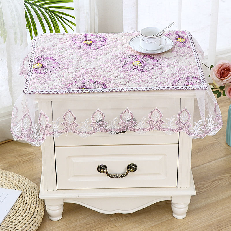 御蓝锦床头柜罩桌布盖布一对欧式蕾丝卧室通用防尘罩网红防水布罩子