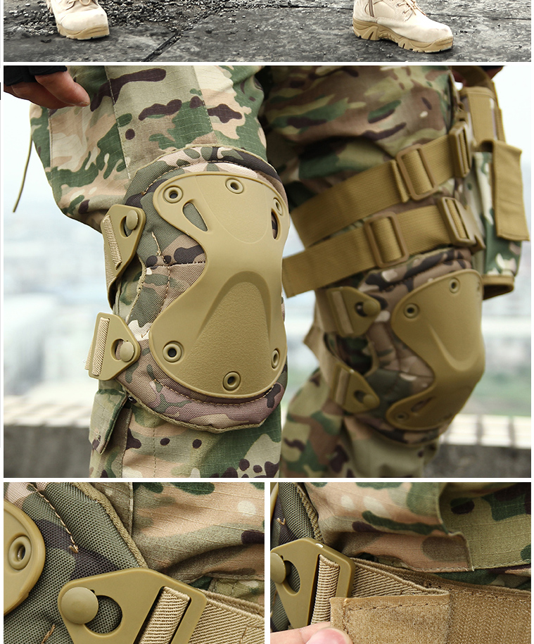 战术护膝护肘护具套装军版软壳战术训练护膝cs作战户外骑行攀岩07数码